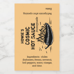 Flaming Chili Pepper Homemade Hot Sauce Custom Wine Label