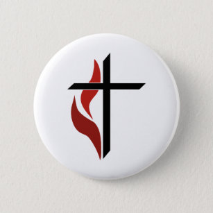 Flaming Cross 2 Inch Round Button