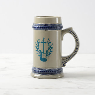 Flaming Cross Guitar Beer Stein
