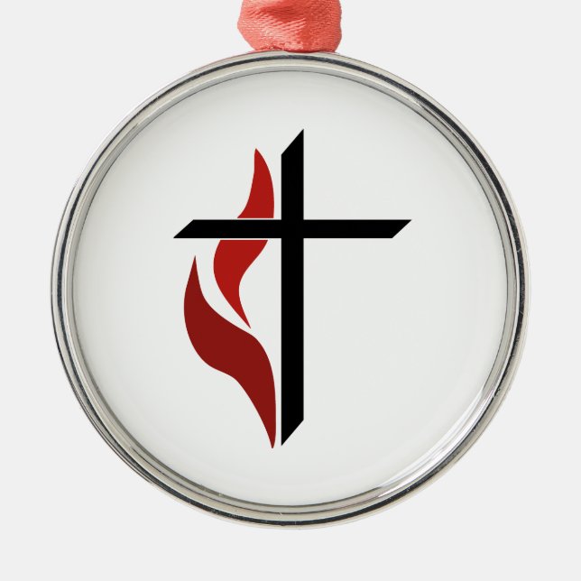 Flaming Cross Metal Ornament (Front)