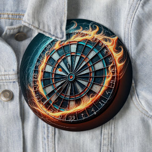 Flaming Dart Arena Ignite the passion of the Darts 6 Inch Round Button