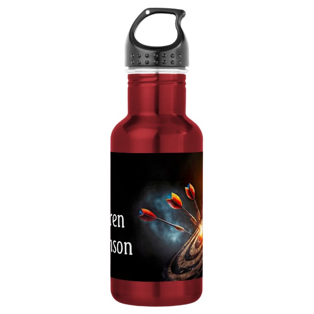 Flaming Dartboard with Darts personalize  532 Ml Water Bottle (Front)