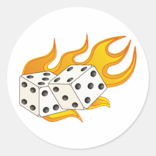 Flaming Dice Classic Round Sticker