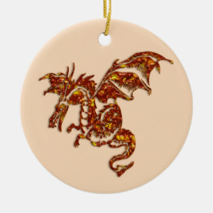 Flaming Dragon Ceramic Ornament