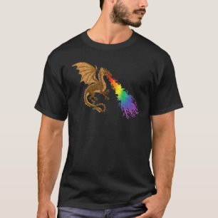 Flaming Dragon Gay Gamer Lgbtq Fantasy Nerd Rpg P T-Shirt