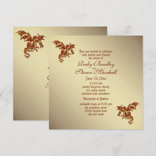  Flaming Dragon Golden 2 Wedding Theme Invitation