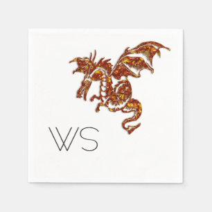 Flaming Dragon Monogram Napkin