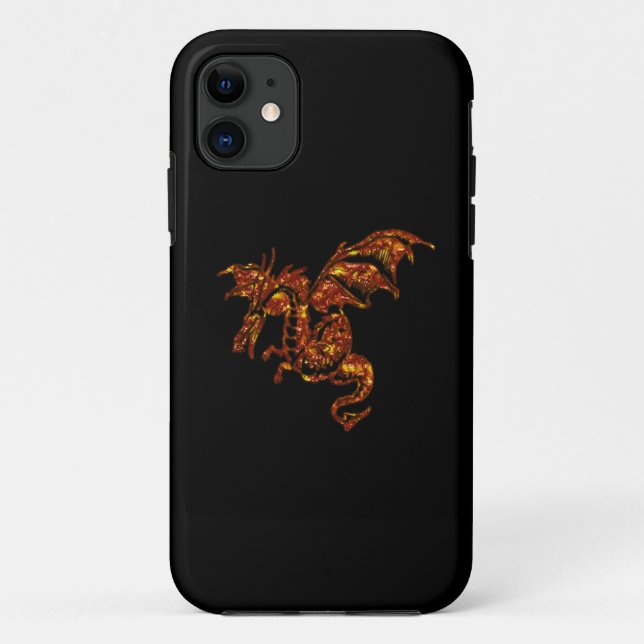 Flaming Dragon on Black Case-Mate iPhone Case (Back)