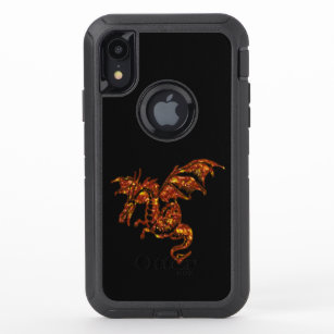 Flaming Dragon on Black OtterBox Defender iPhone XR Case