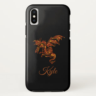 Flaming Dragon on Black Personal Case-Mate iPhone Case