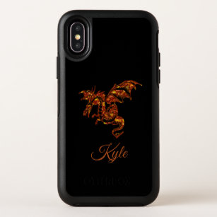 Flaming Dragon on Black Personal OtterBox Symmetry iPhone X Case