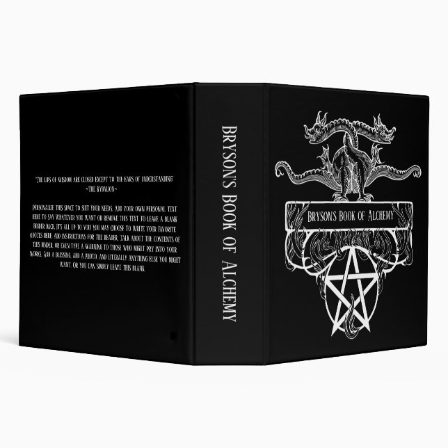 Flaming Dragon Pentacle Occult Book of Shodows Binder (Background)