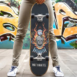 Flaming Eagle Skull Custom Name Skateboard<br><div class="desc">Flaming Eagle Skull Custom Name skateboard (</div>