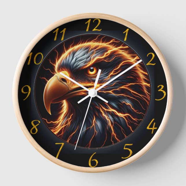 Flaming Eagle Soaring Clock (Front)