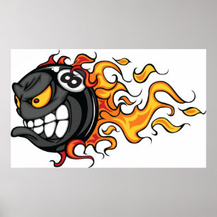 Flaming Eight Ball Poster