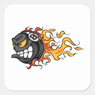 Flaming Eight Ball Square Sticker