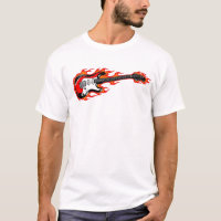 Flaming Electric Guitar T-Shirt | Rock Music Flame