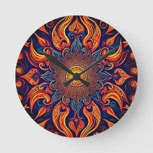 Flaming Eye Round Clock