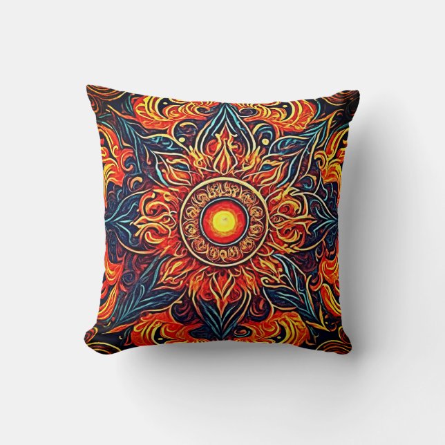 Flaming Eye Throw Pillow (Front)