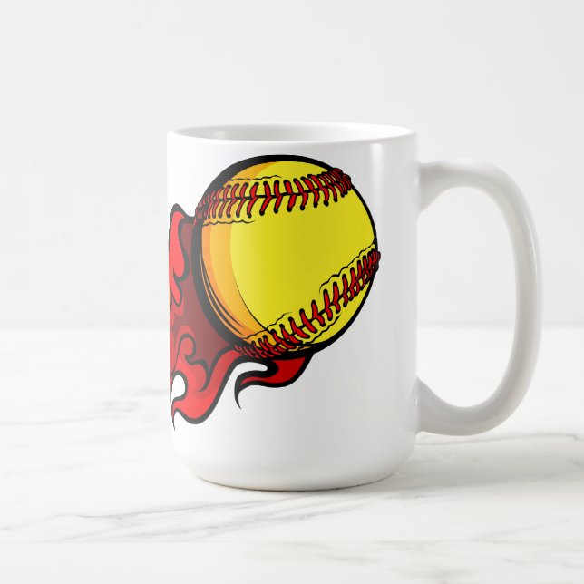 Flaming Fastpitch Softball Coffee Mug (Right)