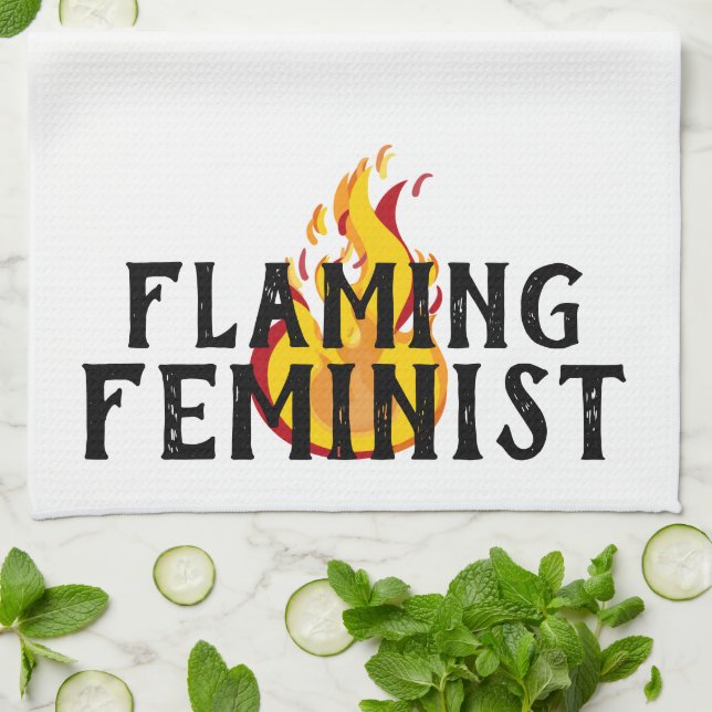 Flaming Feminist RBG Ginsburg Feminism Flames 20 Kitchen Towel (Folded)