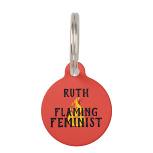 Flaming Feminist RBG Ginsburg Feminism Flames 20 Pet Tag