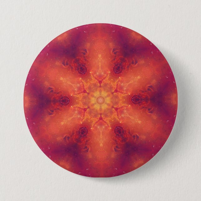 Flaming Fiery Phoenix Burning Snowflake 3 Inch Round Button (Front)