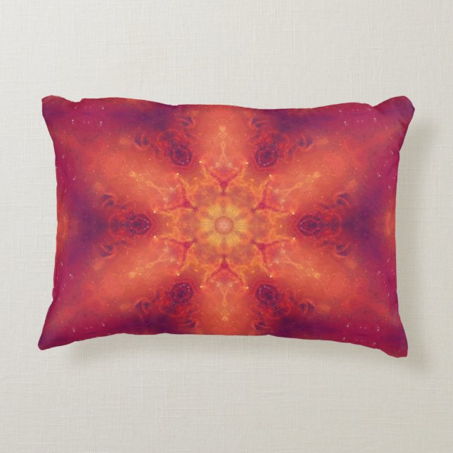 Flaming Fiery Phoenix Burning Snowflake Accent Pillow (Back)