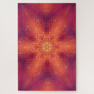 Flaming Fiery Phoenix Burning Snowflake Jigsaw Puzzle