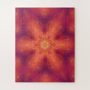 Flaming Fiery Phoenix Burning Snowflake Jigsaw Puzzle