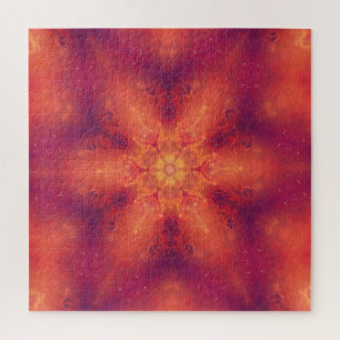 Flaming Fiery Phoenix Burning Snowflake Jigsaw Puzzle