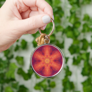 Flaming Fiery Phoenix Burning Snowflake Keychain