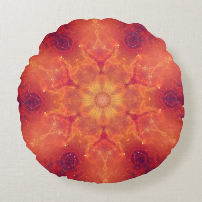 Flaming Fiery Phoenix Burning Snowflake Round Pillow (Front)