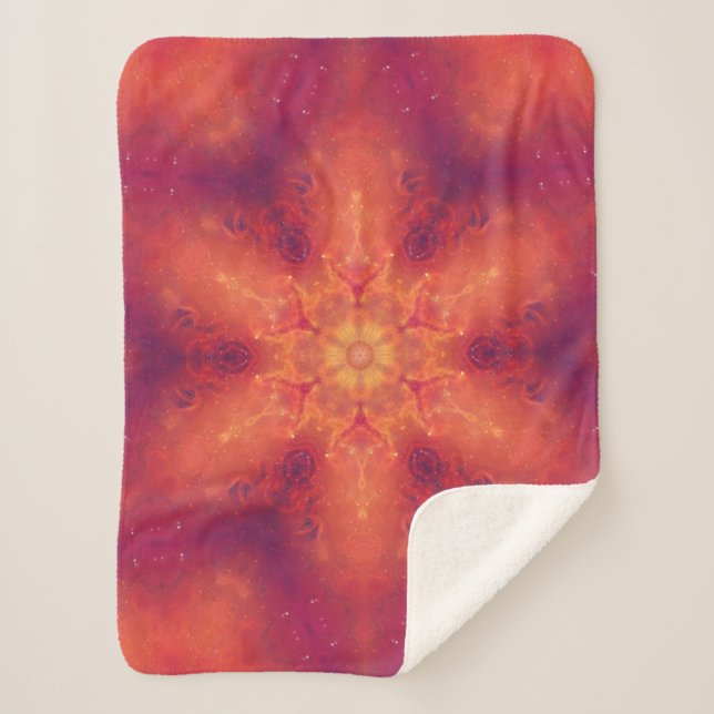 Flaming Fiery Phoenix Burning Snowflake Sherpa Blanket (Front)