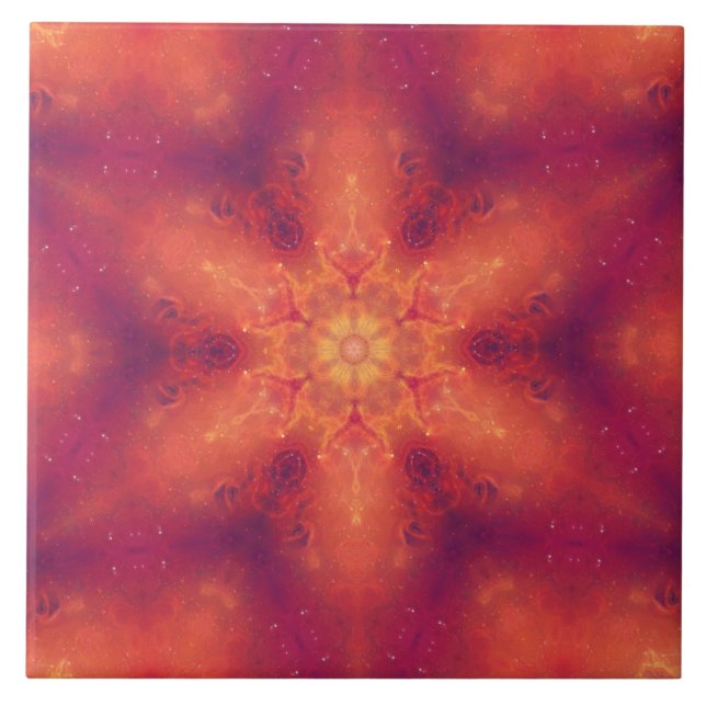 Flaming Fiery Phoenix Burning Snowflake Tile (Front)