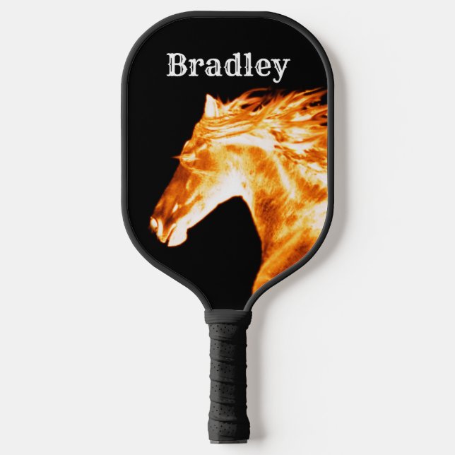 Flaming Fire Horse Personalized Pickleball Paddle (Front)