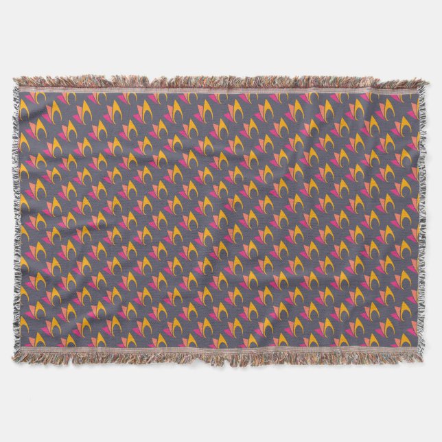Flaming Fire (orange to pink) Throw Blanket (Front)