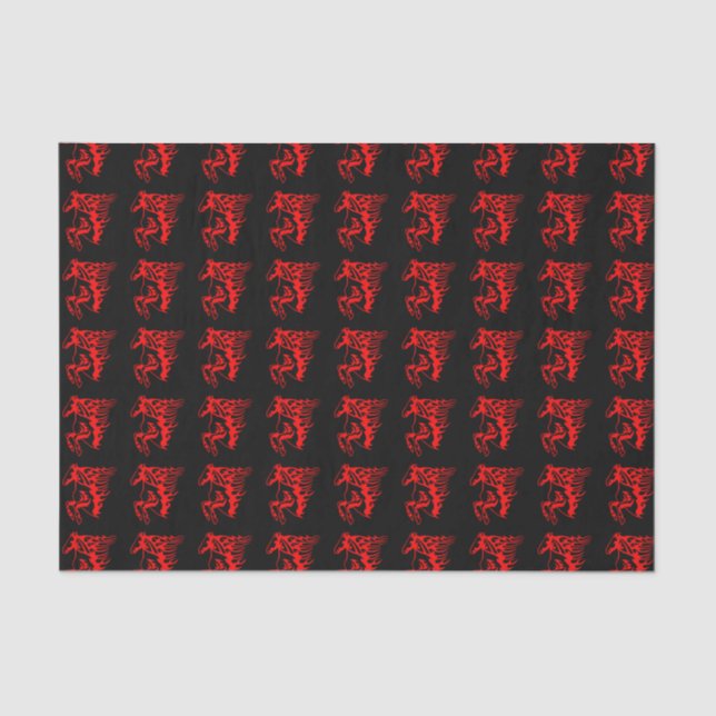 Flaming Fire Red Bronco Mustang Wild Horse Tissue Paper (Front)