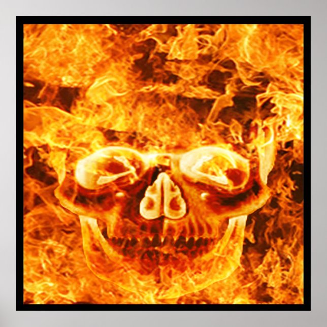 Flaming Fire Skull Poster (Front)