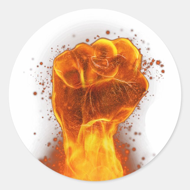 Flaming Fist Classic Round Sticker (Front)
