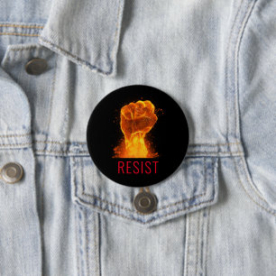 Flaming Fist Resist Activist 3 Inch Round Button