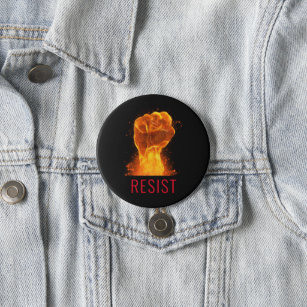 Flaming Fist Resist Activist 3 Inch Round Button