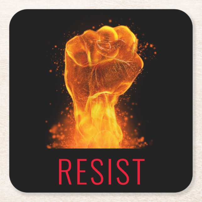 Flaming Fist Resist Customizable Coaster (Front)