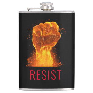 Flaming Fist Resist Customizable Hip Flask