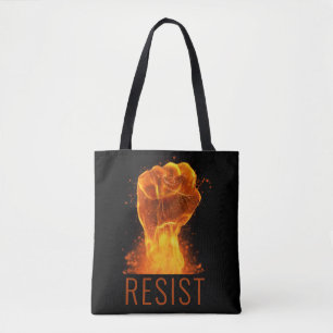 Flaming Fist Resist Customizable Tote Bag