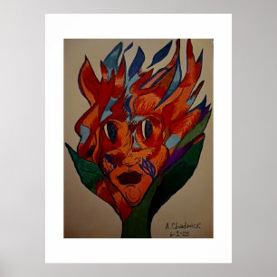 Flaming Flower Animation Art Print