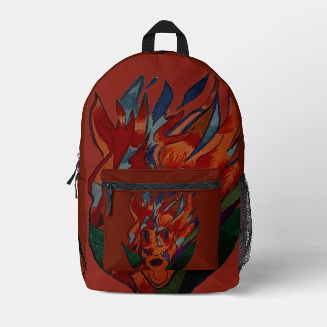 Flaming Flower Animation Printed Backpack (Front)