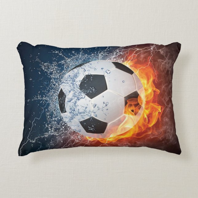Flaming Football/Soccer Ball Throw Pillow (Front)