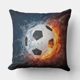 Flaming Football/Soccer Ball Throw Pillow