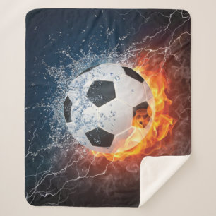 Flaming Football/Soccer Ball Throw Pillow